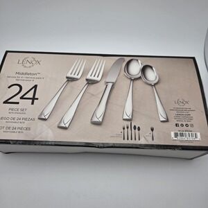 24 Piece Lenox Middleton Stainless Steel Flatware Service for 4 With Sporks  NEW